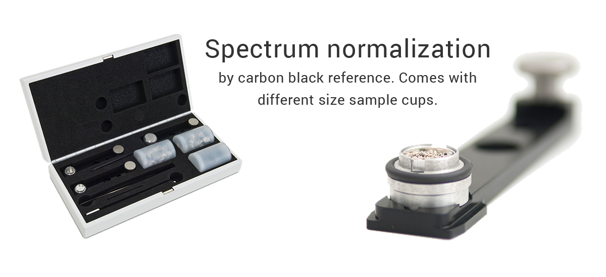 PA301 carbon black reference with different size sample cups
